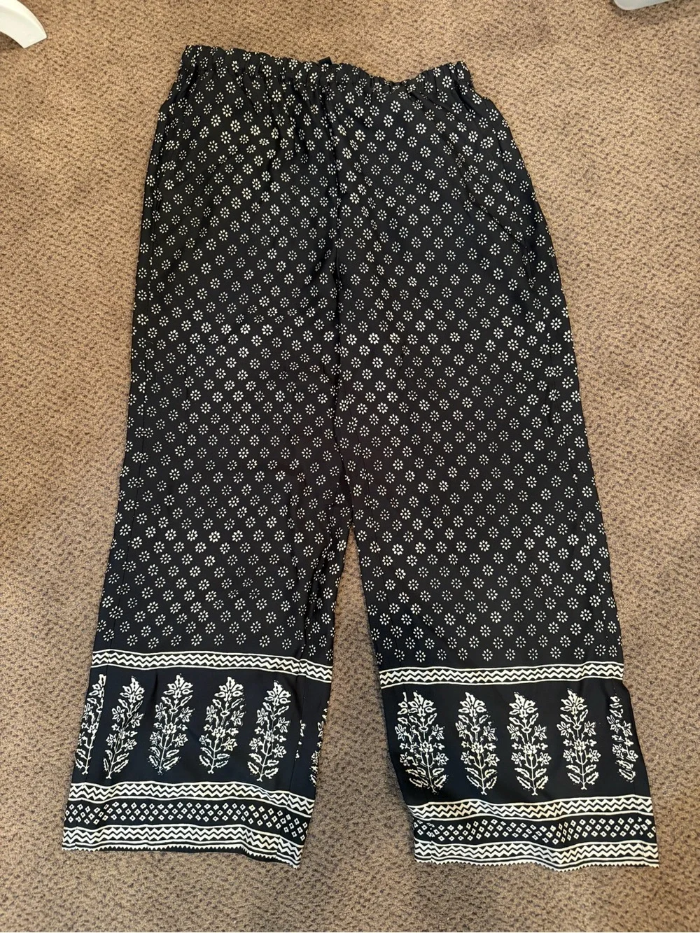 J. Crew Black and White Wide-Leg Printed Pants - Picture 5 of 8